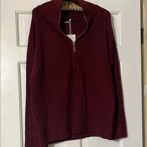 Burgundy Half-Zip Sweater